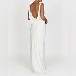 Maxi Dress with Cowl Back - White